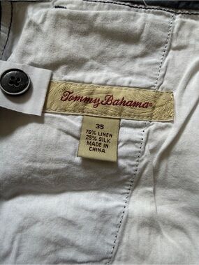 Tommy Bahama Men's White Linen-Silk Blend Chinos